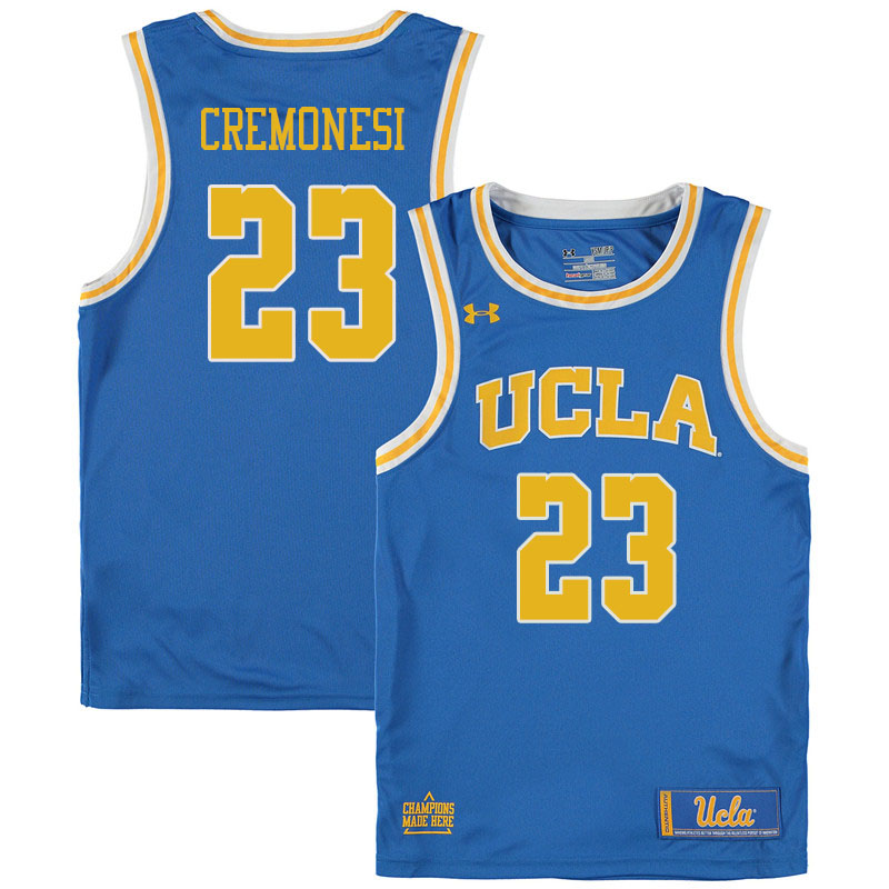 Men #23 Logan Cremonesi UCLA Burins College Basketball Jerseys Sale-Blue - Click Image to Close